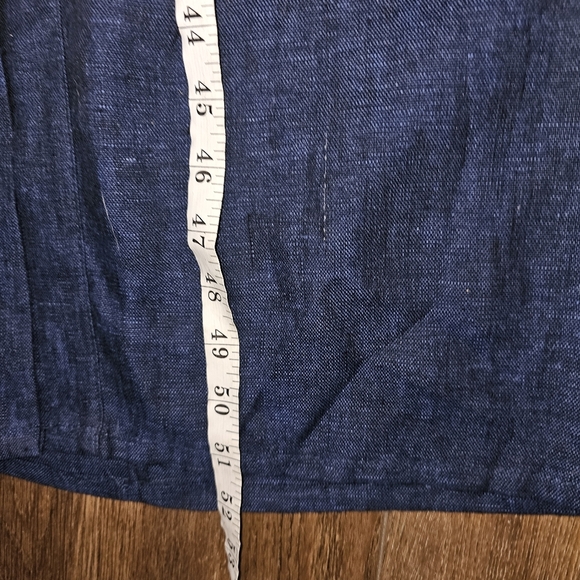 SOLD Zara Womens Dress Sz L Blue/Black Blend 100% Linen TShirt Style Maxi Preppy - Picture 11 of 14